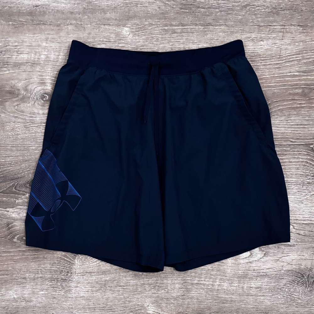 Under Armour Men's Navy Speedpocket Brief Lined 7” Shorts Size Large